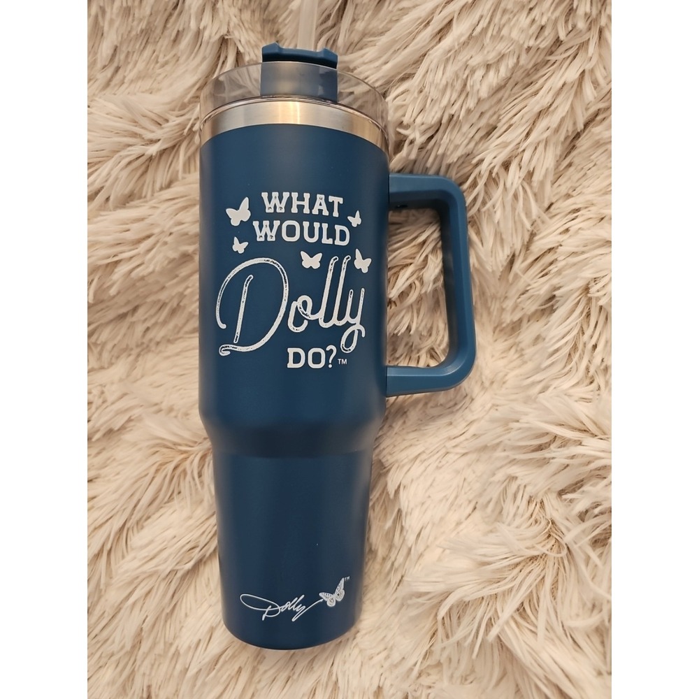 Dolly Parton 40 Oz Blue Tumbler 'What Would Dolly Do?' DG Summer Merch NEW